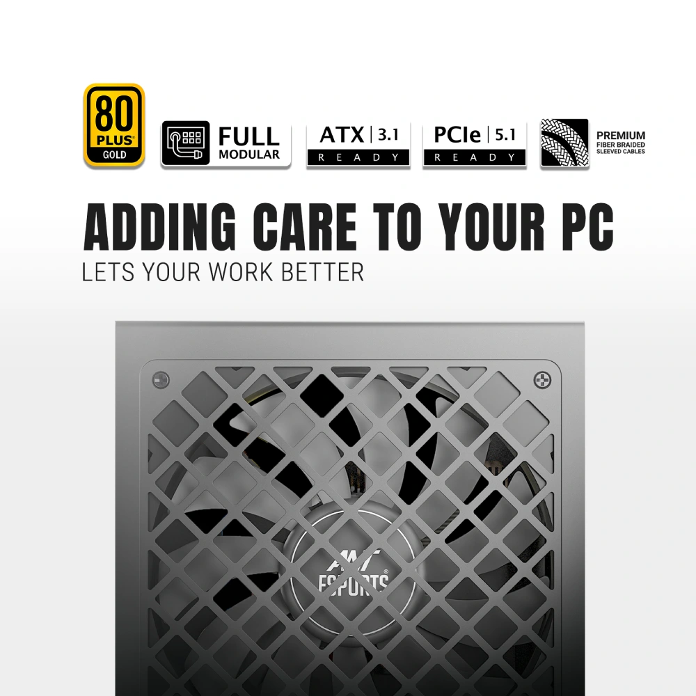 Ant Esports Desktop Power Supply 1000w 80 Plus Gold Fully-Modular FG1000 V2 view 5
